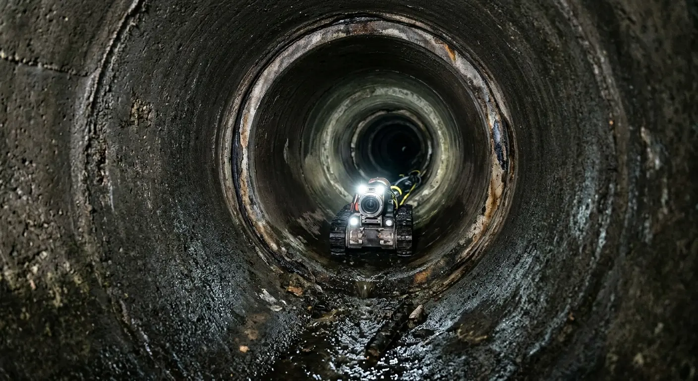 Robotic sewer camera inspecting pipe interior for Sewer Line Repair in Sweden